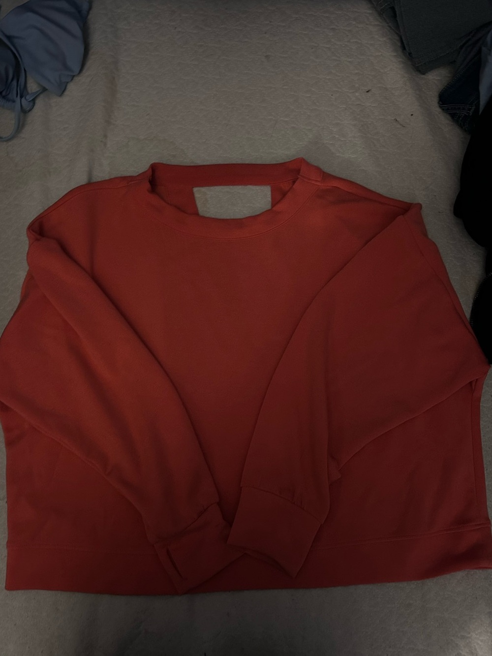 Orange Cropped Back Cut-Out Active Sweater